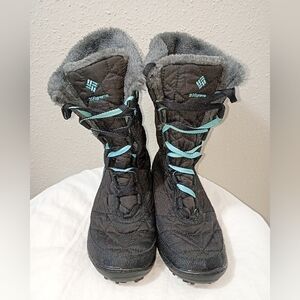 Columbia Big Kids Youth Black Blue Faux Fur Insulated Boots sz 4 Women's 7
